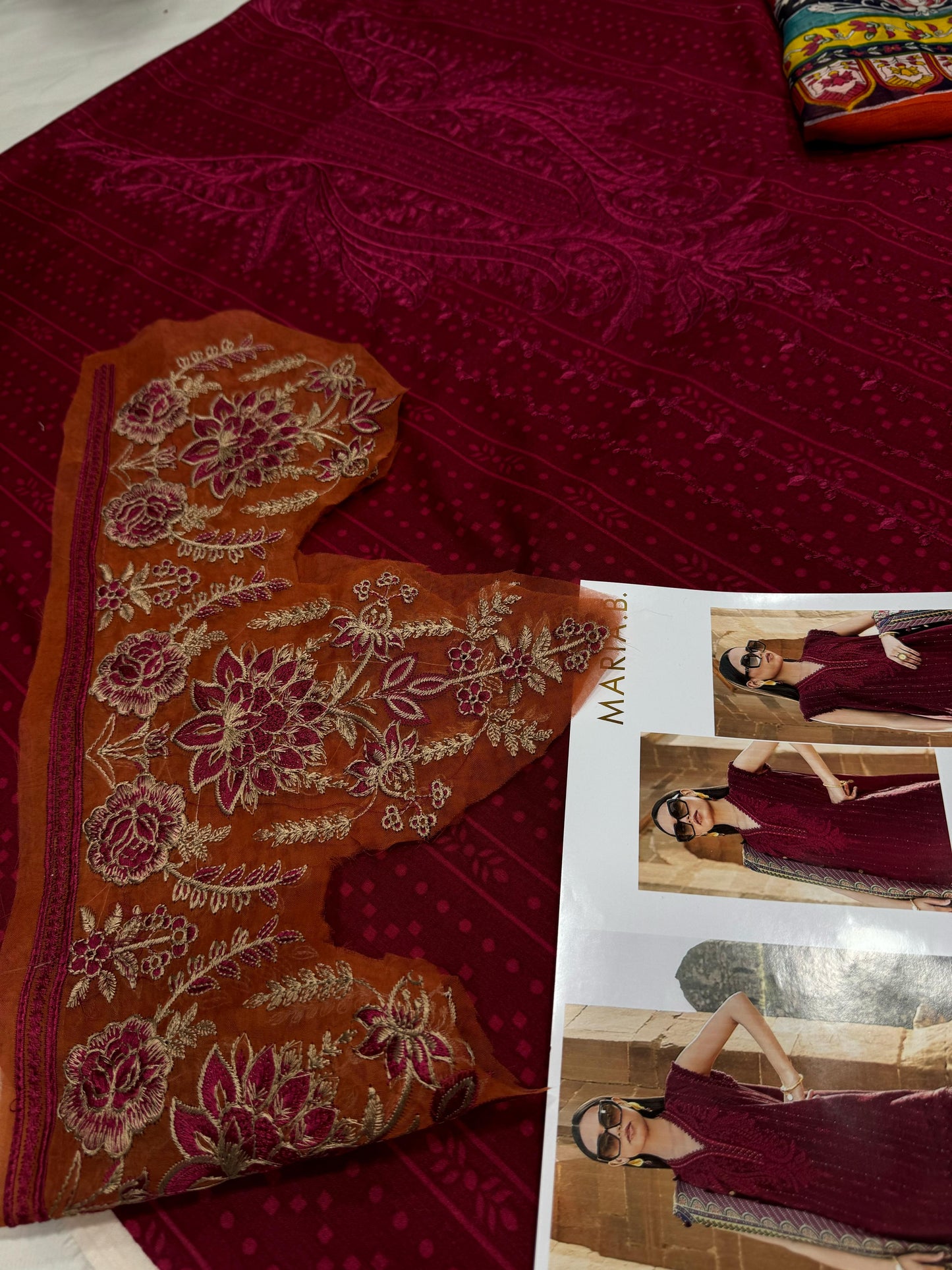 Maria B MPT-2407-B | Maroon - Lawn Eid Collection