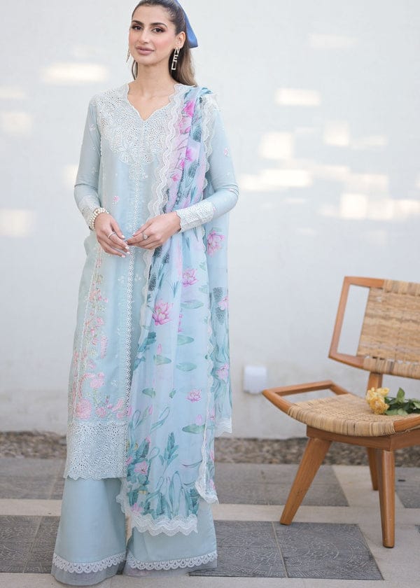 Zaib By Nimsay NEL-24604 ZAHRA |Sky blue - Summer Cotton Chikankari Collection