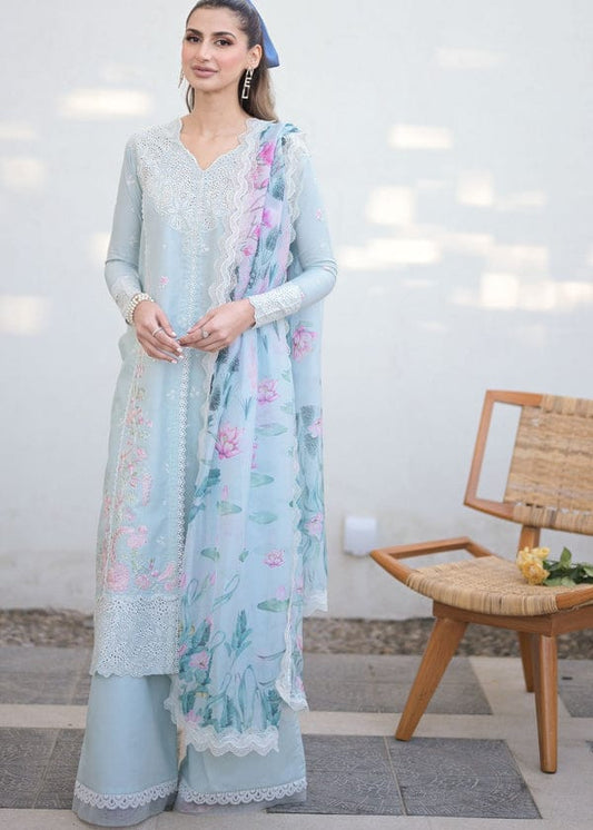 Zaib By Nimsay NEL-24604 ZAHRA |Sky blue - Summer Cotton Chikankari Collection