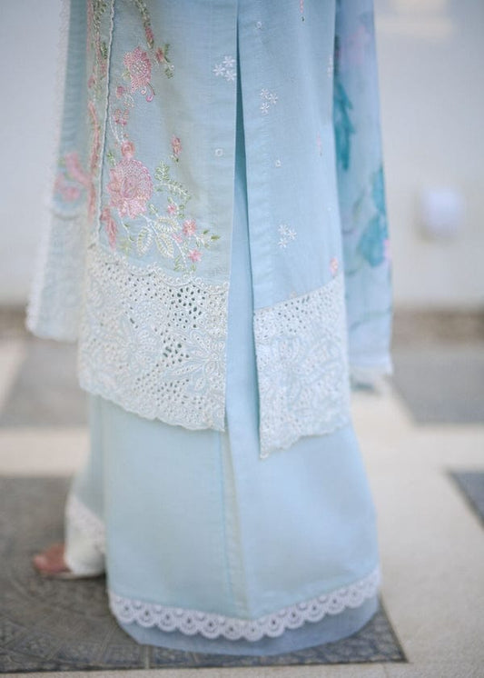 Zaib By Nimsay NEL-24604 ZAHRA |Sky blue - Summer Cotton Chikankari Collection