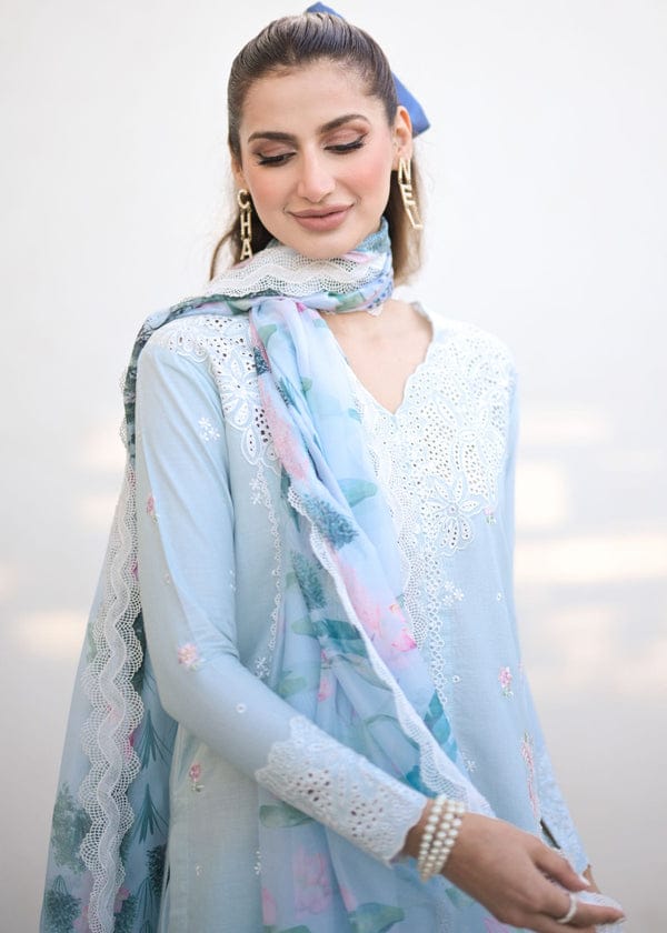 Zaib By Nimsay NEL-24604 ZAHRA |Sky blue - Summer Cotton Chikankari Collection