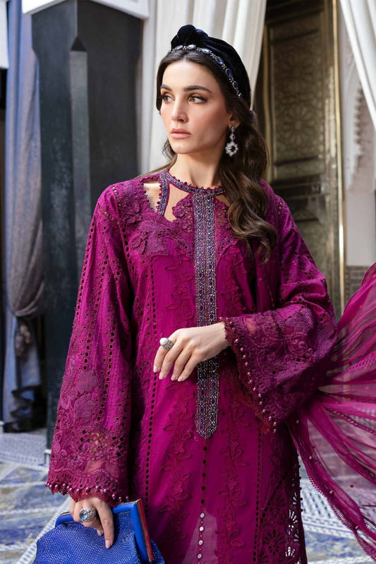 Maria B D-2502-B | Magenta - Summer Cotton Chikankari Collection