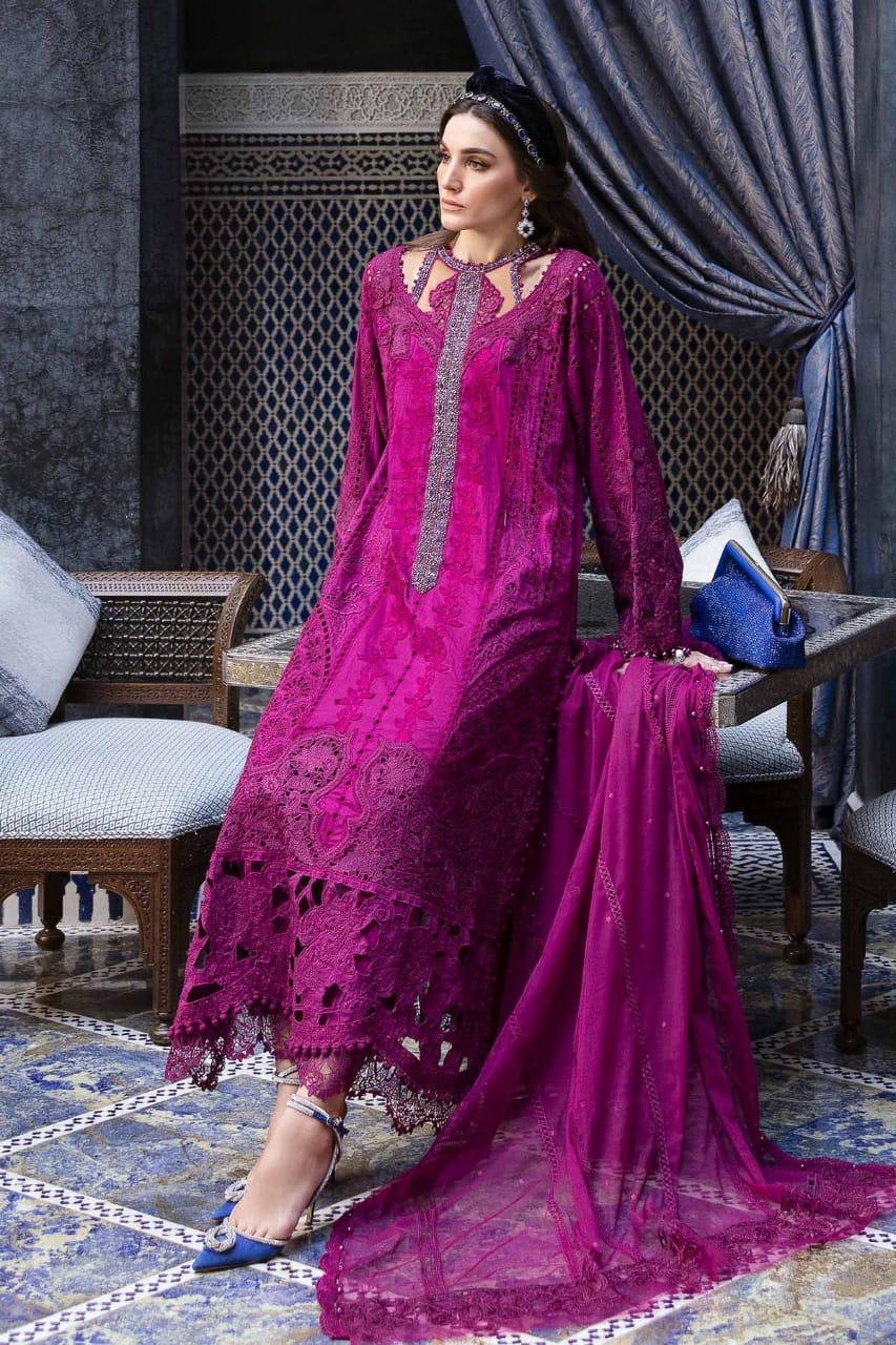 Maria B D-2502-B | Magenta - Summer Cotton Chikankari Collection