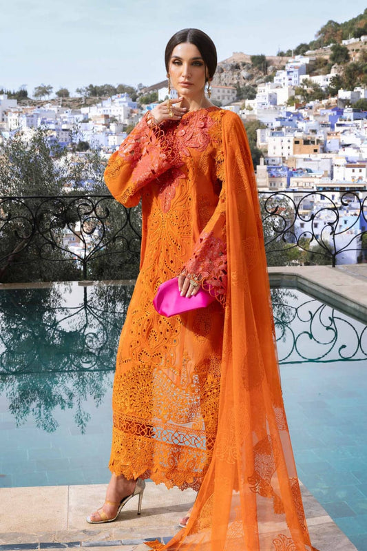 Maria B D-2505-B | Orange - Chikankari Collection