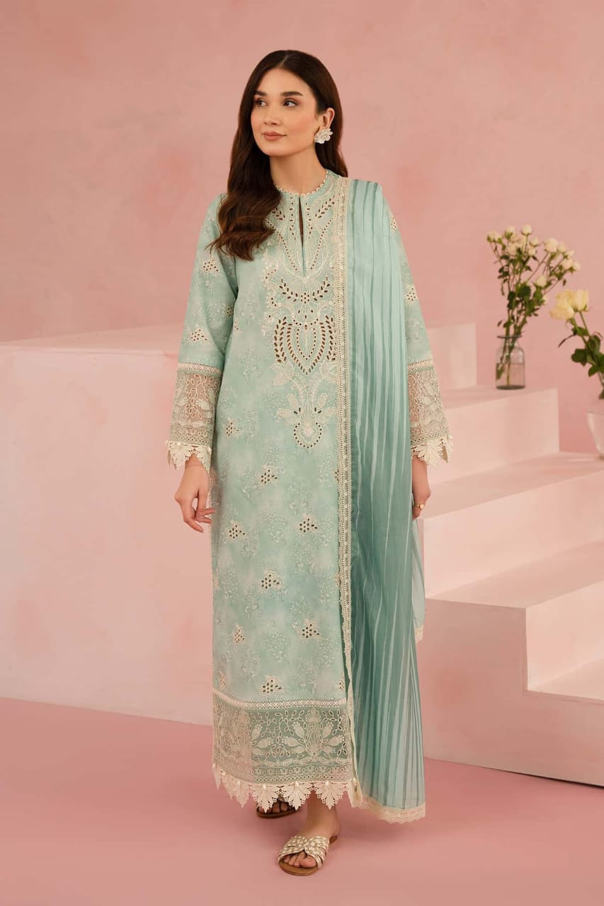 Afrozeh | Sky Blue - Printed Lawn With Chikankari Collection
