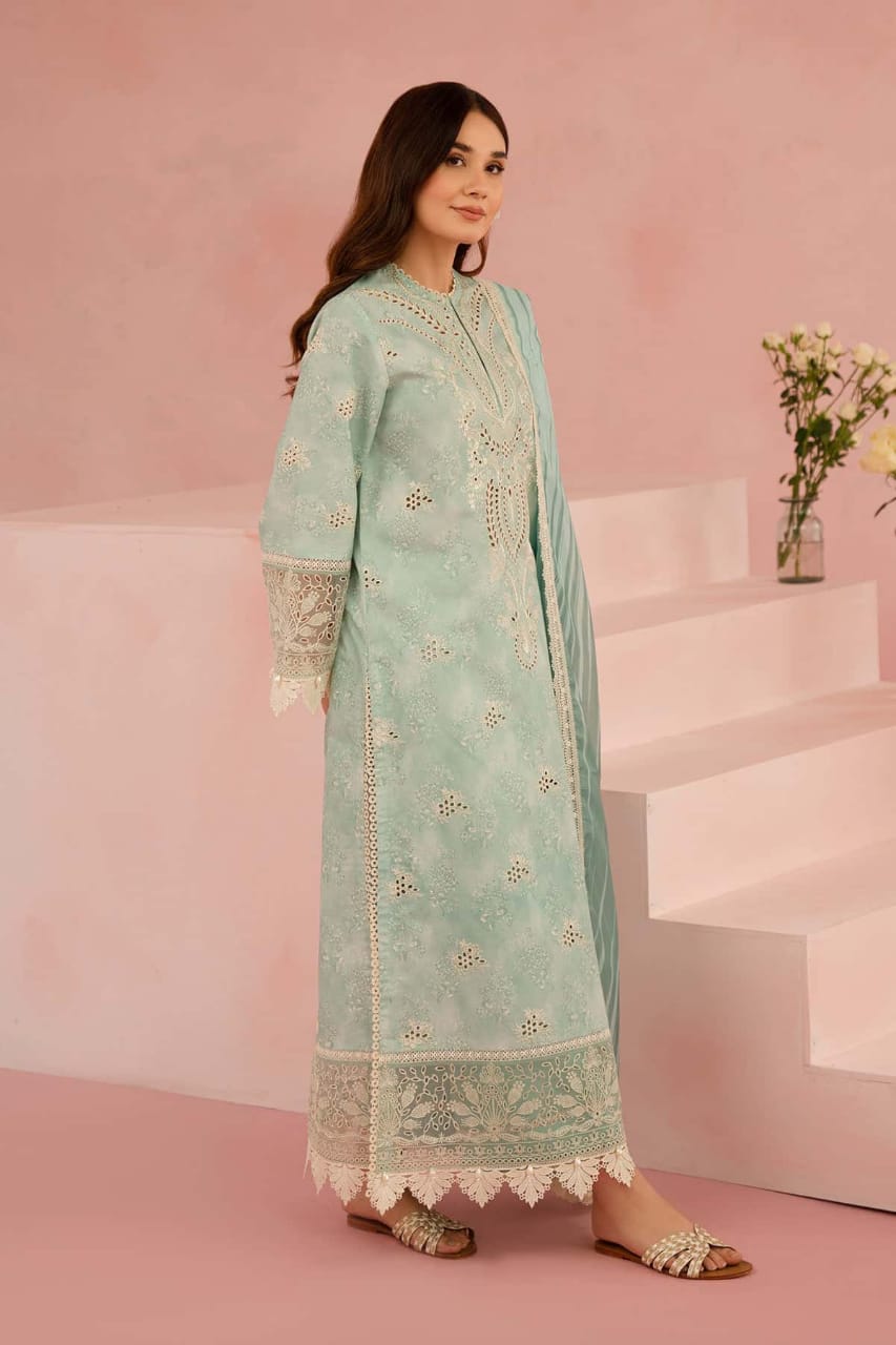 Afrozeh | Sky Blue - Printed Lawn With Chikankari Collection