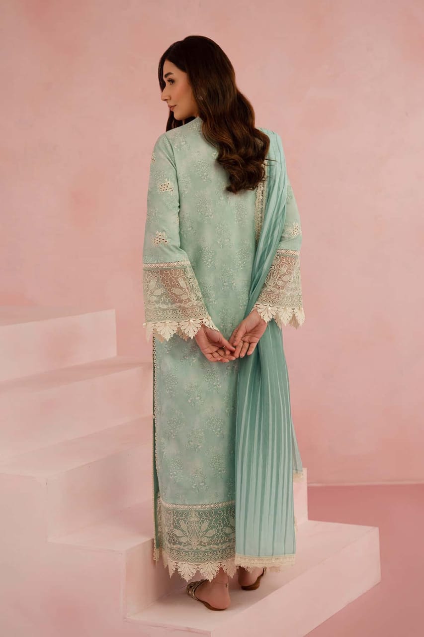 Afrozeh | Sky Blue - Printed Lawn With Chikankari Collection