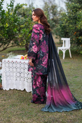 Iznik | Black Multi - Lawn Printed With Chiffon Embroidered Dupatta