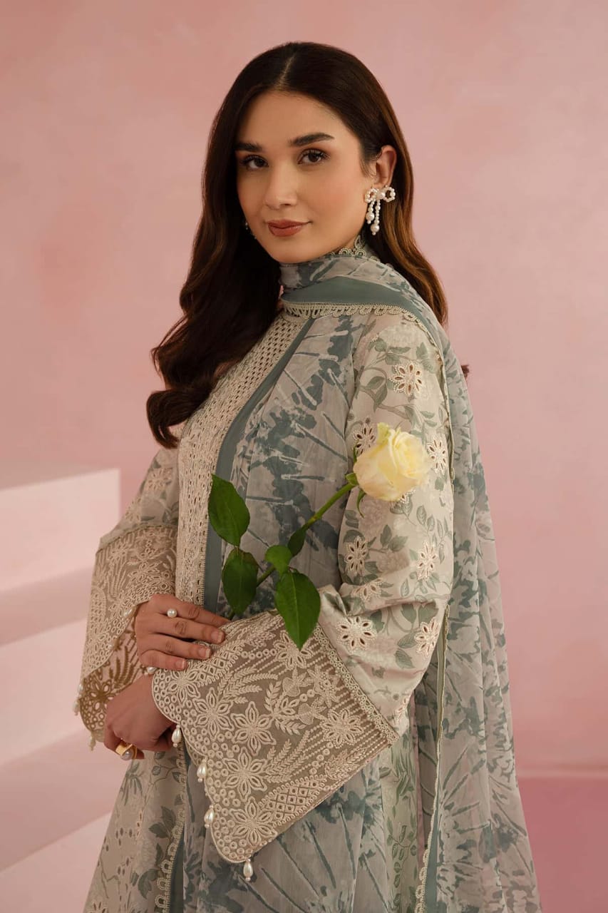 Afrozeh | Pistachio Green - Printed Lawn Chikankari Collection