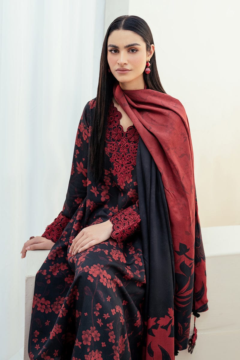 Baroque |  Black & Red - Lawn & Chiffon Embroidered Dupatta Collection 2025
