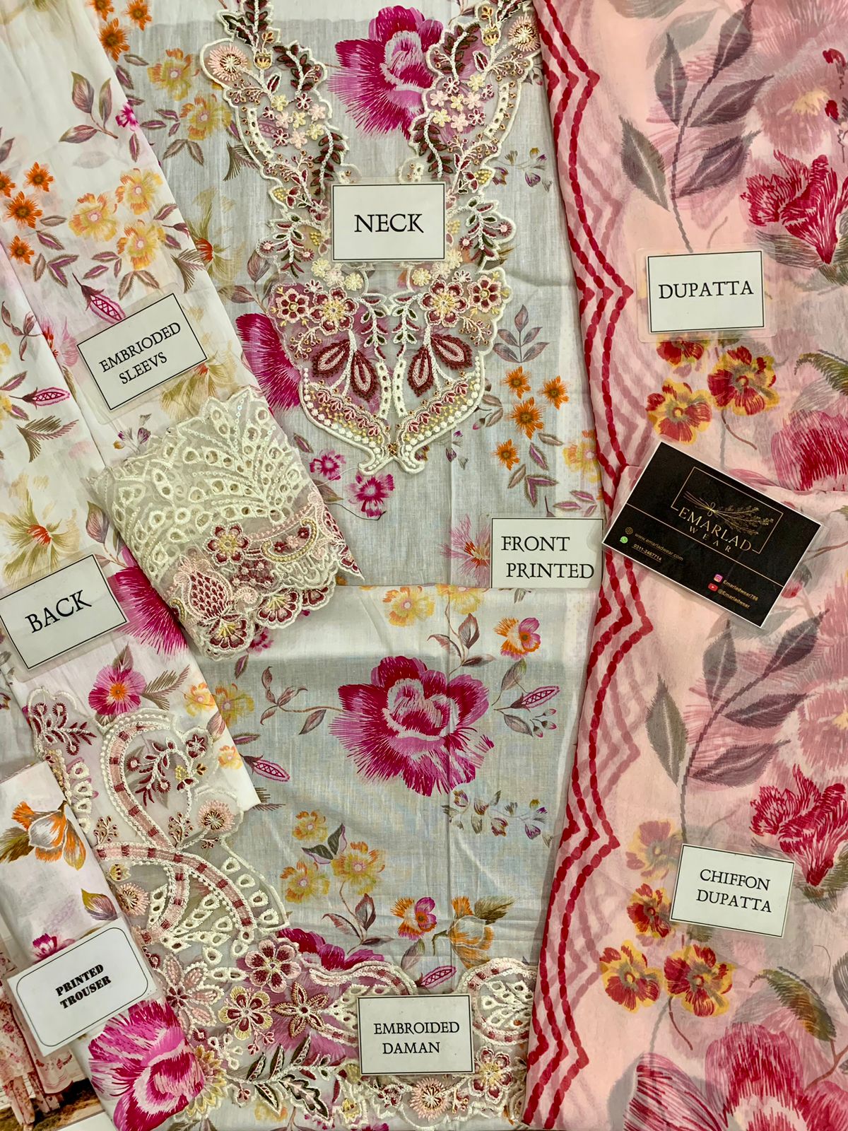 Ramsha | White Multi - Lawn Collection