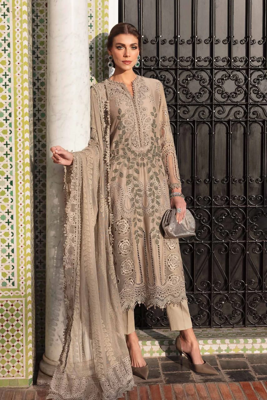Maria B | Skin Brown - Luxury Lawn Chikankari Eid Collection Latest Volume 2025