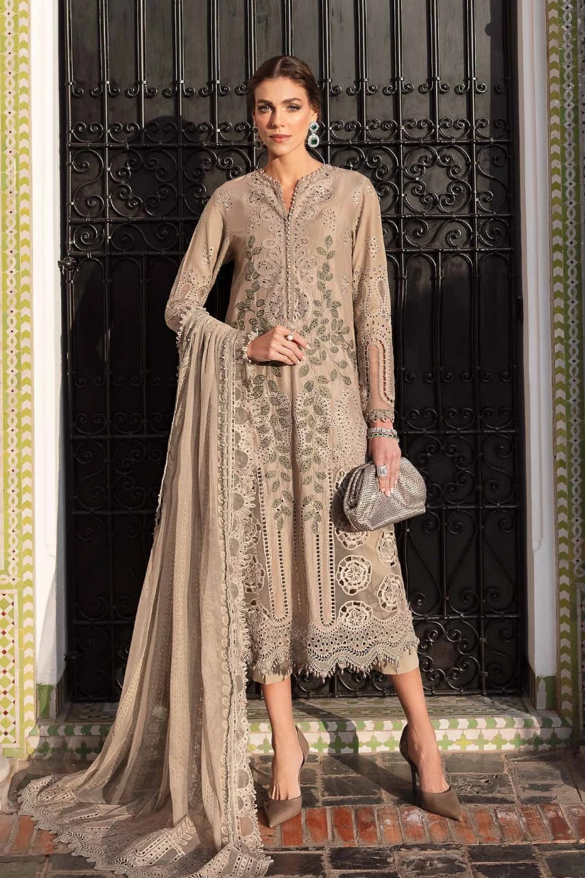 Maria B | Skin Brown - Luxury Lawn Chikankari Eid Collection Latest Volume 2025