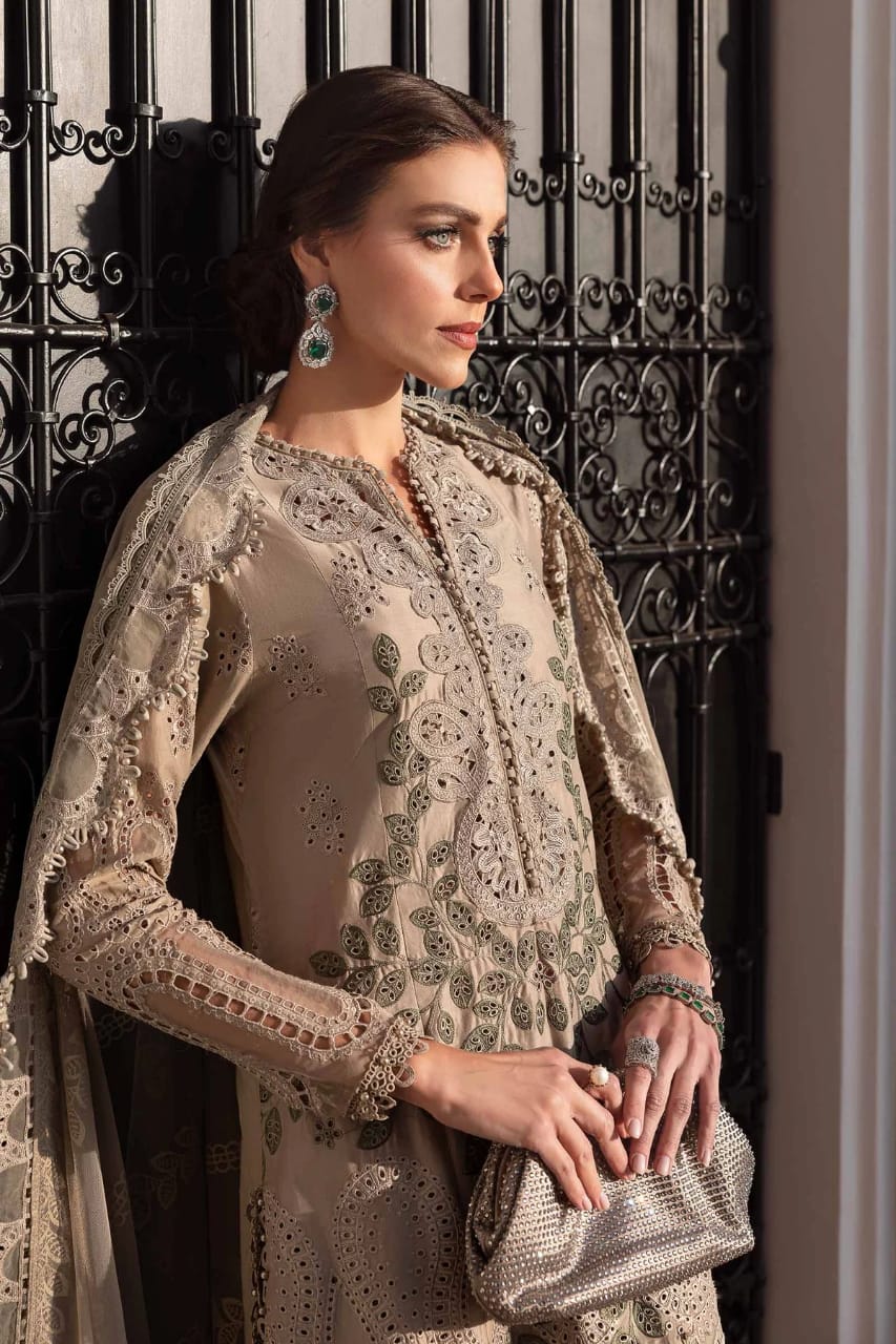 Maria B | Skin Brown - Luxury Lawn Chikankari Eid Collection Latest Volume 2025