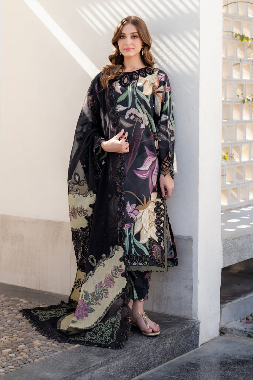 Baroque | Black Multi(DW) - Luxury Lawn Collection 2025  Emarlad Wear