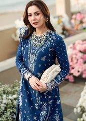 Qalamkar FK-05 Aurora | Blue - Lawn Chikankari Collection