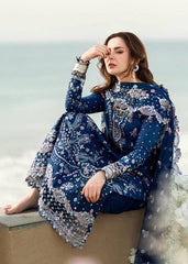 Qalamkar FK-05 Aurora | Blue - Lawn Chikankari Collection
