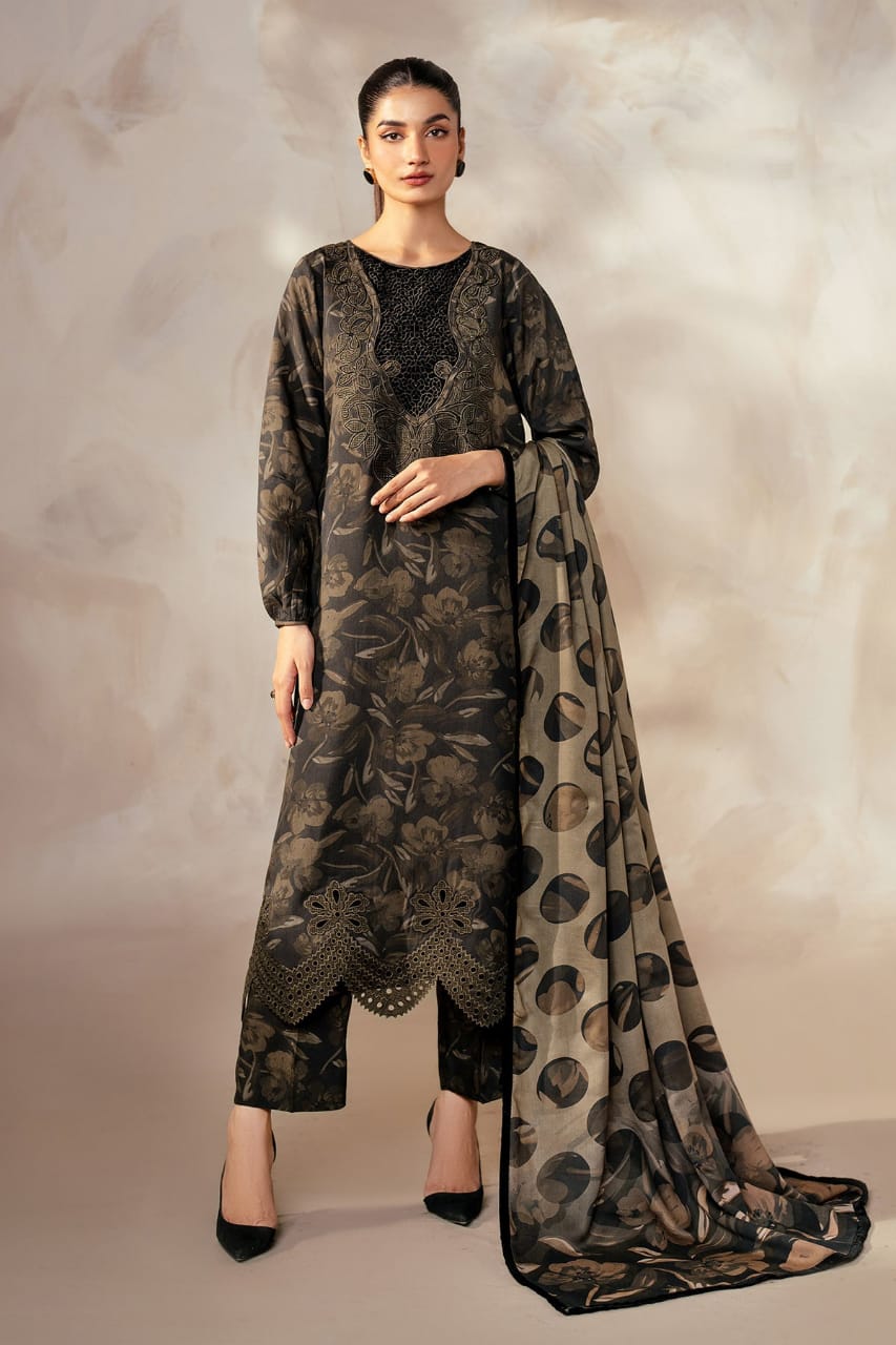 Iznik | Grey Brown - Embroidered Digital Printed Lawn Collection