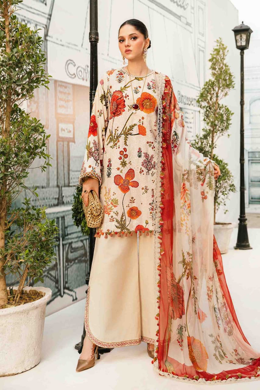 Maria B MPT-2607-A | skin front emb - Lawn Collection