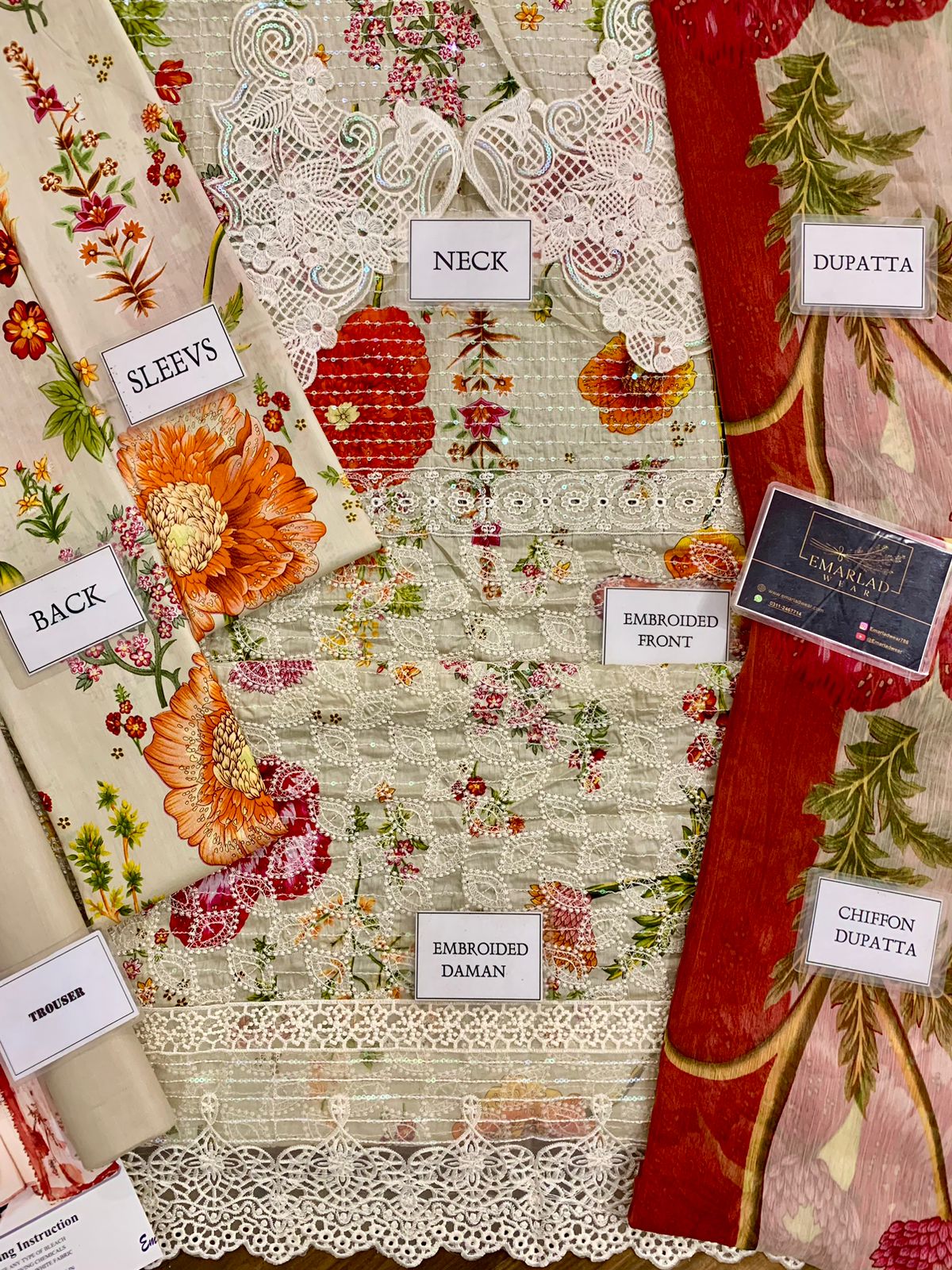 Maria B MPT-2607-A | skin front emb - Lawn Collection