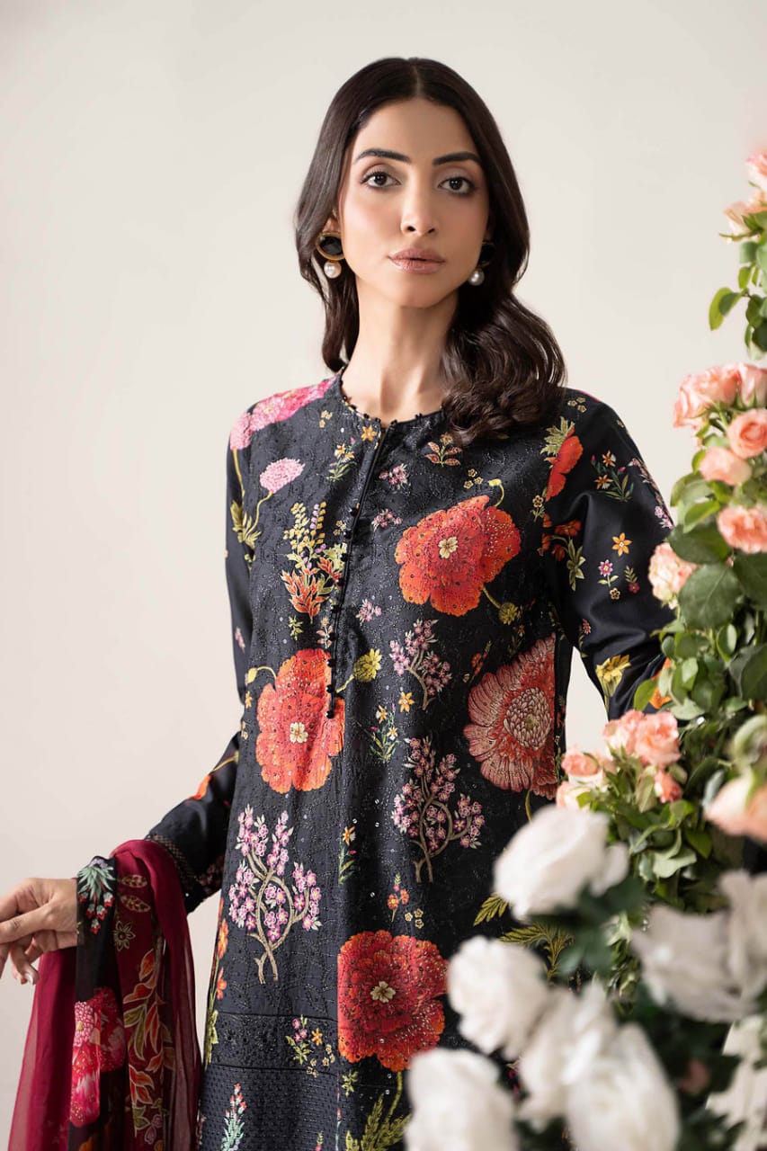 Maria B MPT-2607-B | Black - Lawn Collection