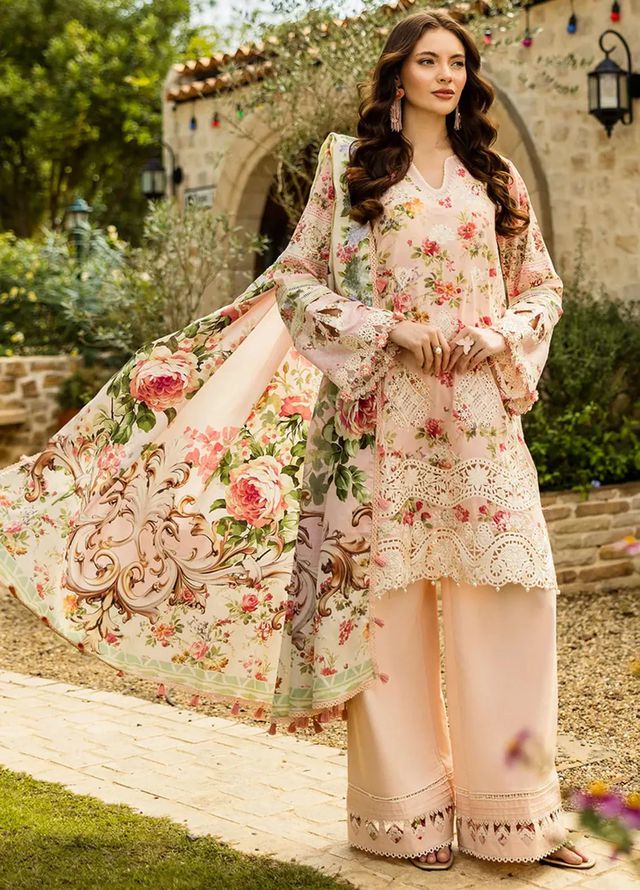 Elaf Premium True Love ELK-04B | Peach - Chikankari Collection