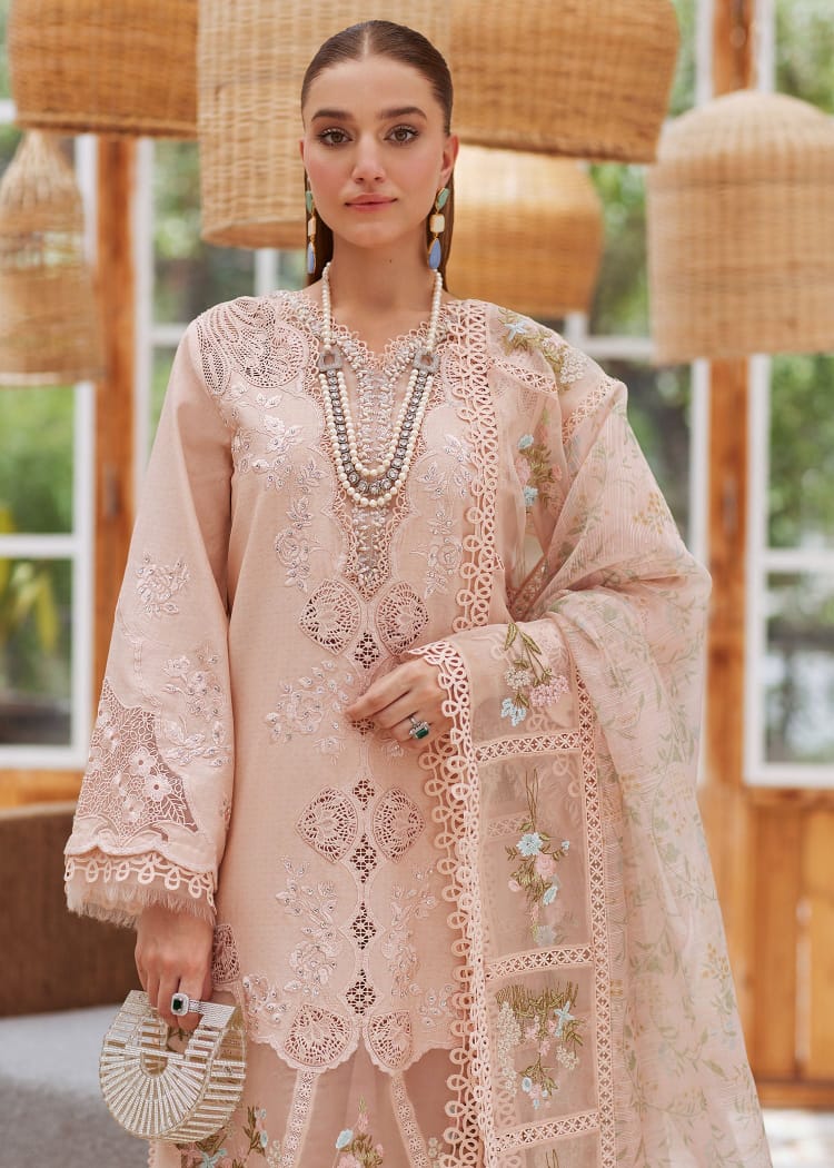 Crimson | Peach - Laser Chikankari Collection