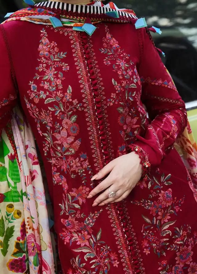 Hussain Rehar | Maroon - Luxury Lawn Collection