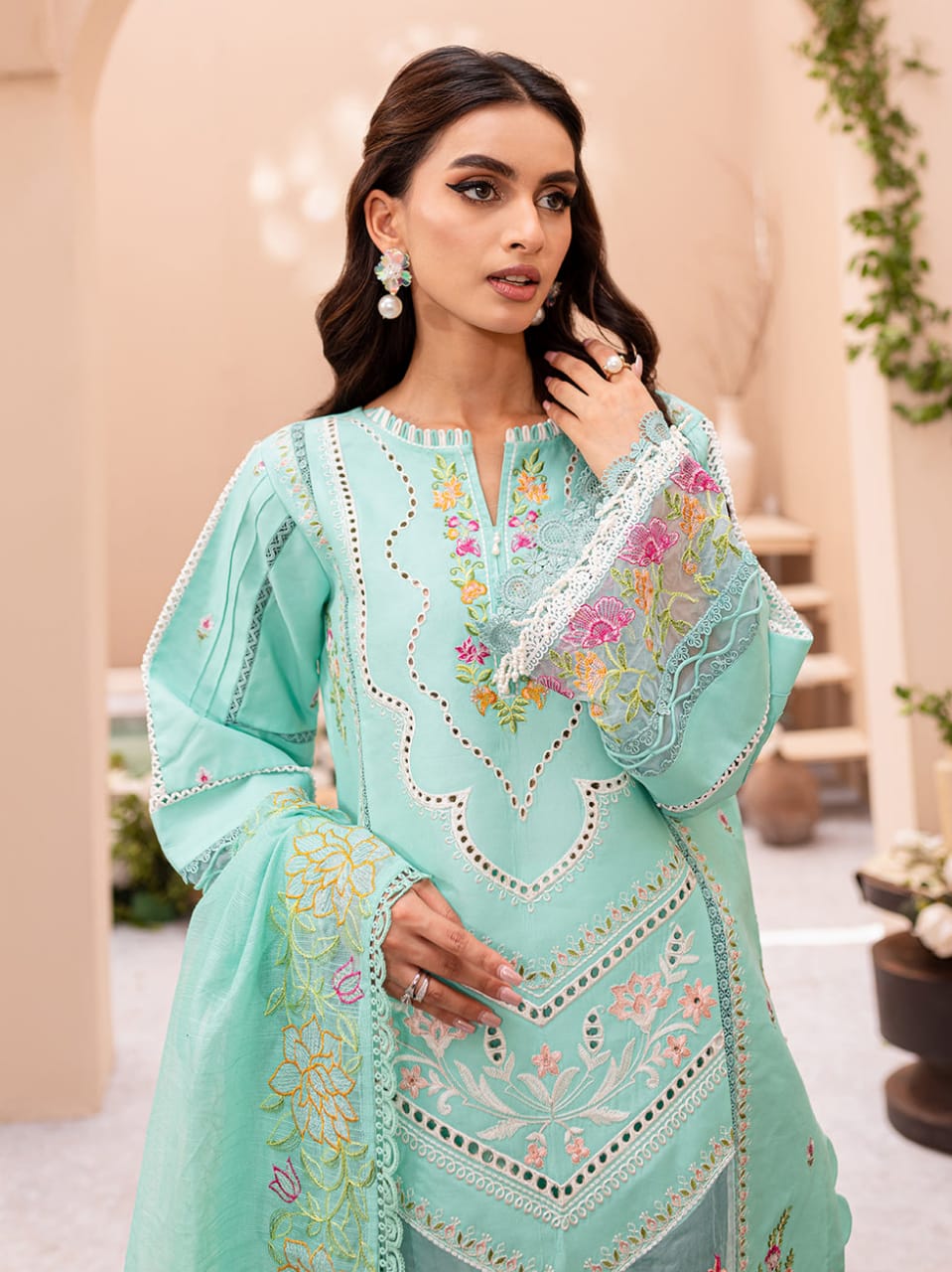 Parishay | Aqua Green - Cotton chikankari Collection