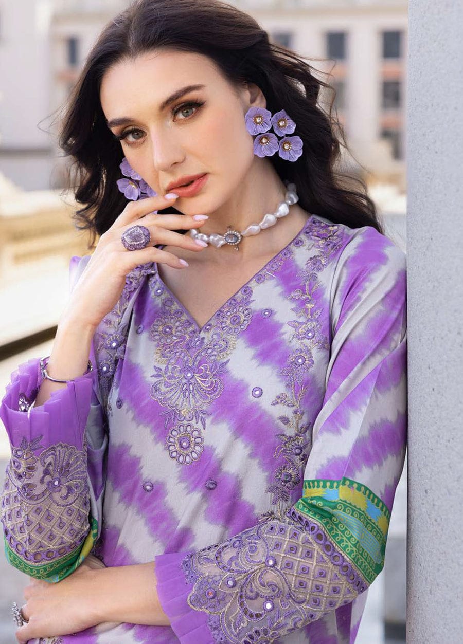 Charizma | Purple - Lawn With Chiffon Embroidered Dupatta Collection 