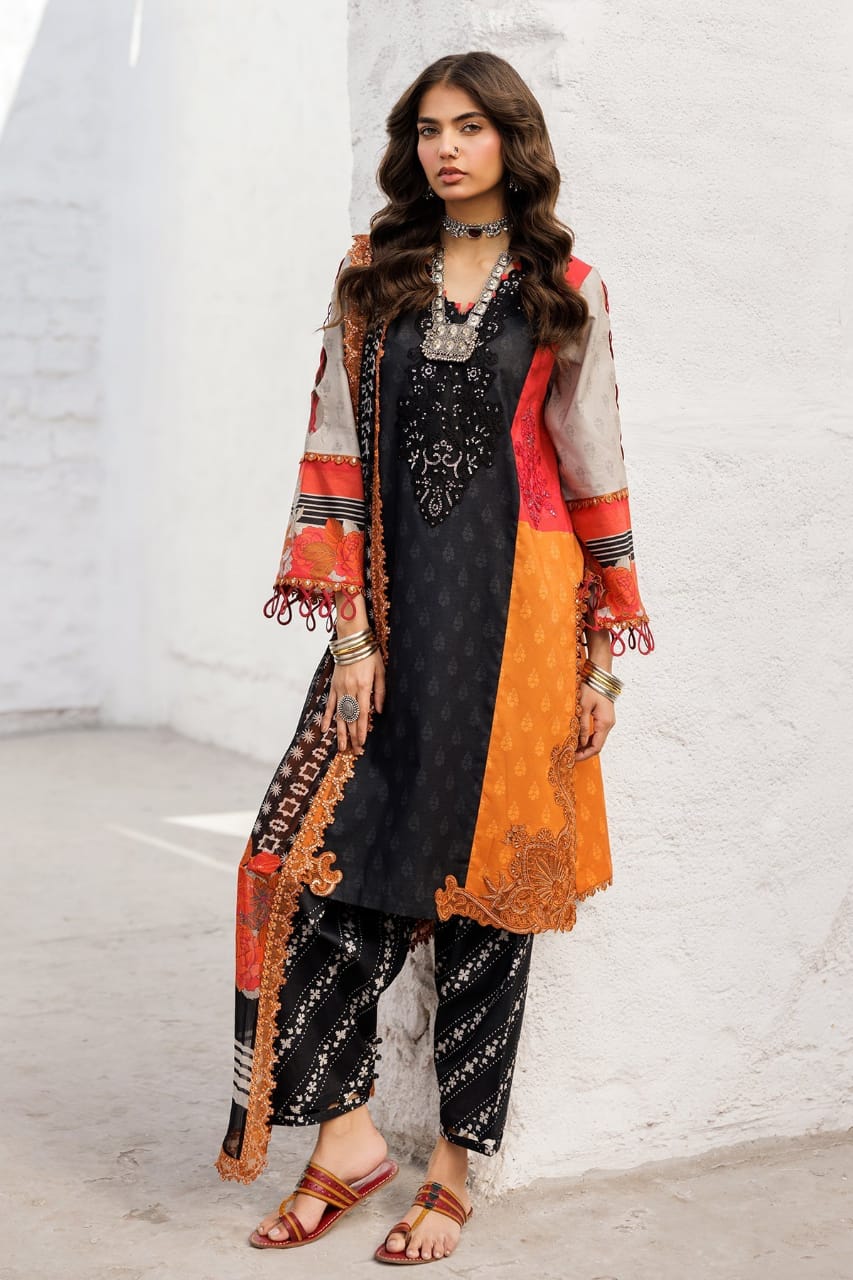 Charizma Rangoli CRO5-01 | Black - Lawn & Chiffon Dupatta Collection