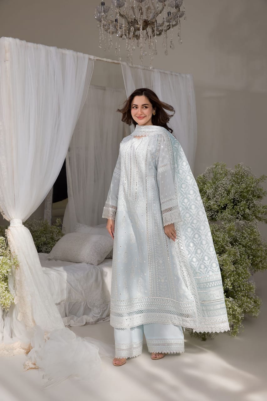 Sobia Nazir | Sky Blue - Cotton With 9mm Embroidered Collection