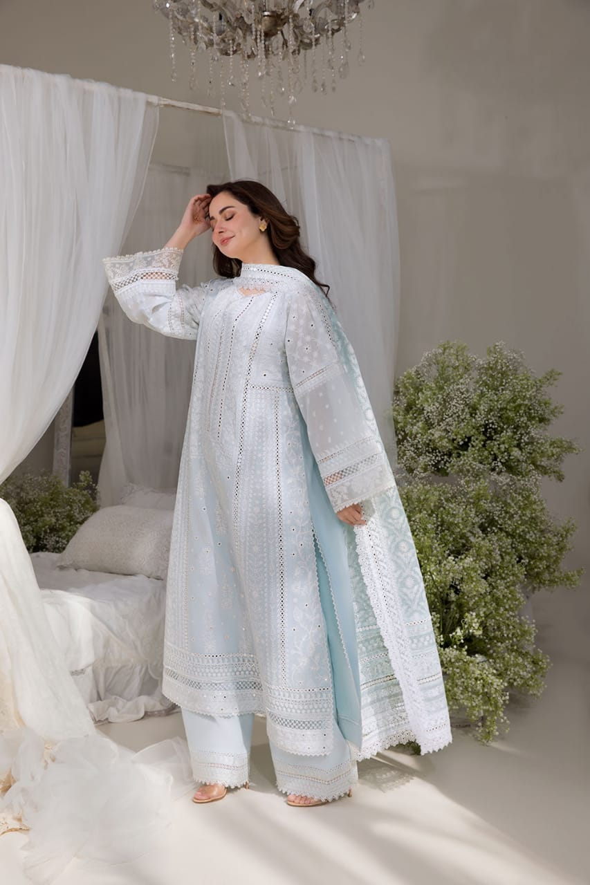 Sobia Nazir | Sky Blue - Cotton With 9mm Embroidered Collection