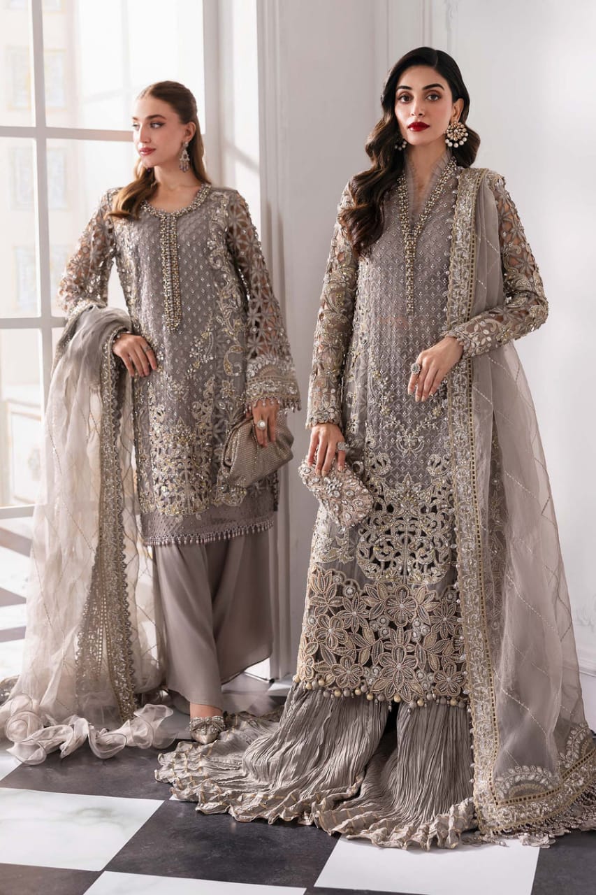 Maria B BD-3006 | Steel Grey - Chiffon Collection