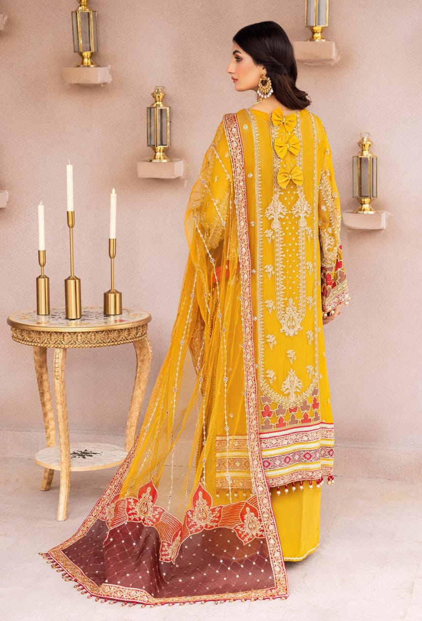 Adan Libas | Yellow - Fancy Organza Embroidered Collection