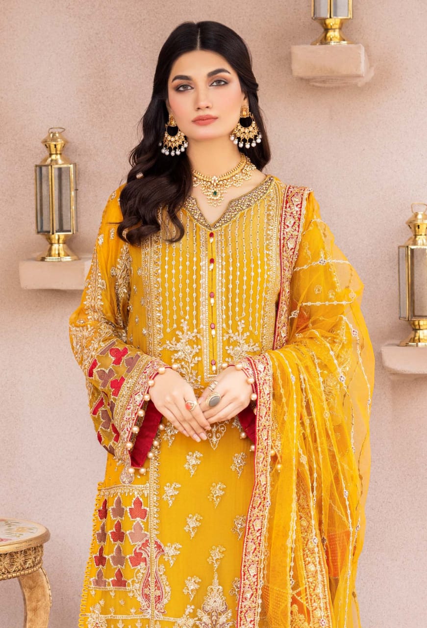 Adan Libas | Yellow - Fancy Organza Embroidered Collection
