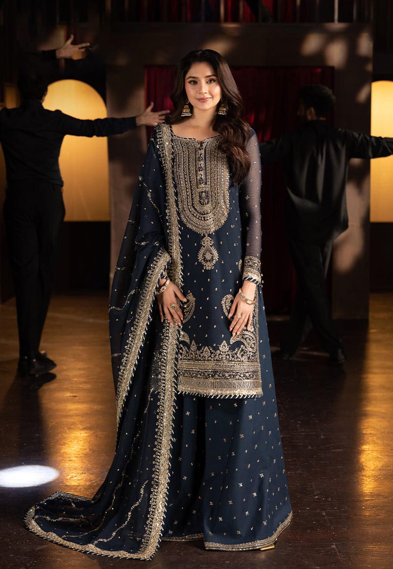 Asim Jofa | Navy Blue - Chiffon Embroidered Collection Emarlad Wear Asim Jofa | Navy Blue - Chiffon Embroidered Collection Emarlad Wear