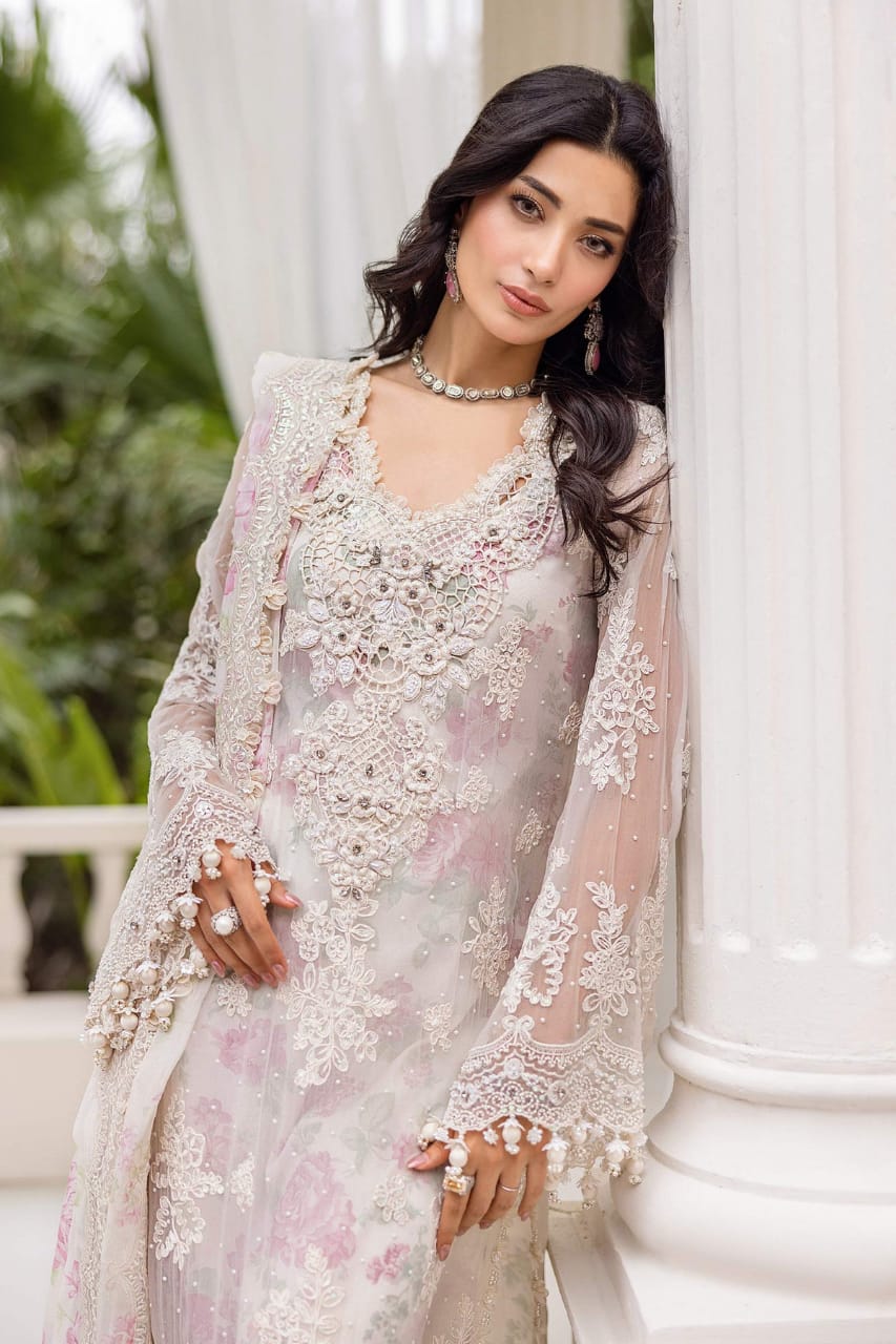 Maria B MPC-25-101 | White - Chiffon Collection