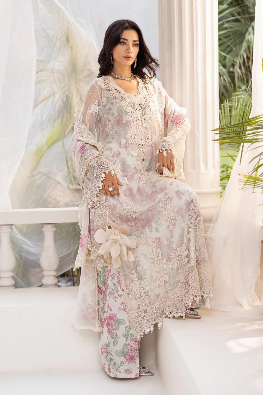 Maria B MPC-25-101 | White - Chiffon Collection