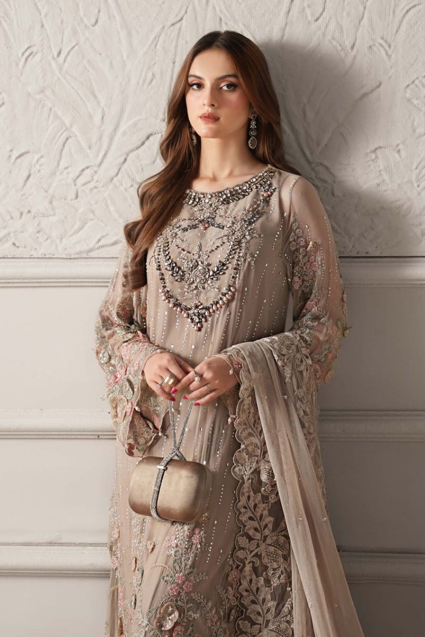 Maria B MCS-25-107 | Beige - Chiffon Collection