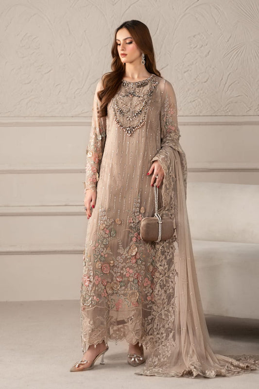 Maria B MCS-25-107 | Beige - Chiffon Collection