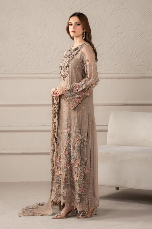 Maria B MCS-25-107 | Beige - Chiffon Collection