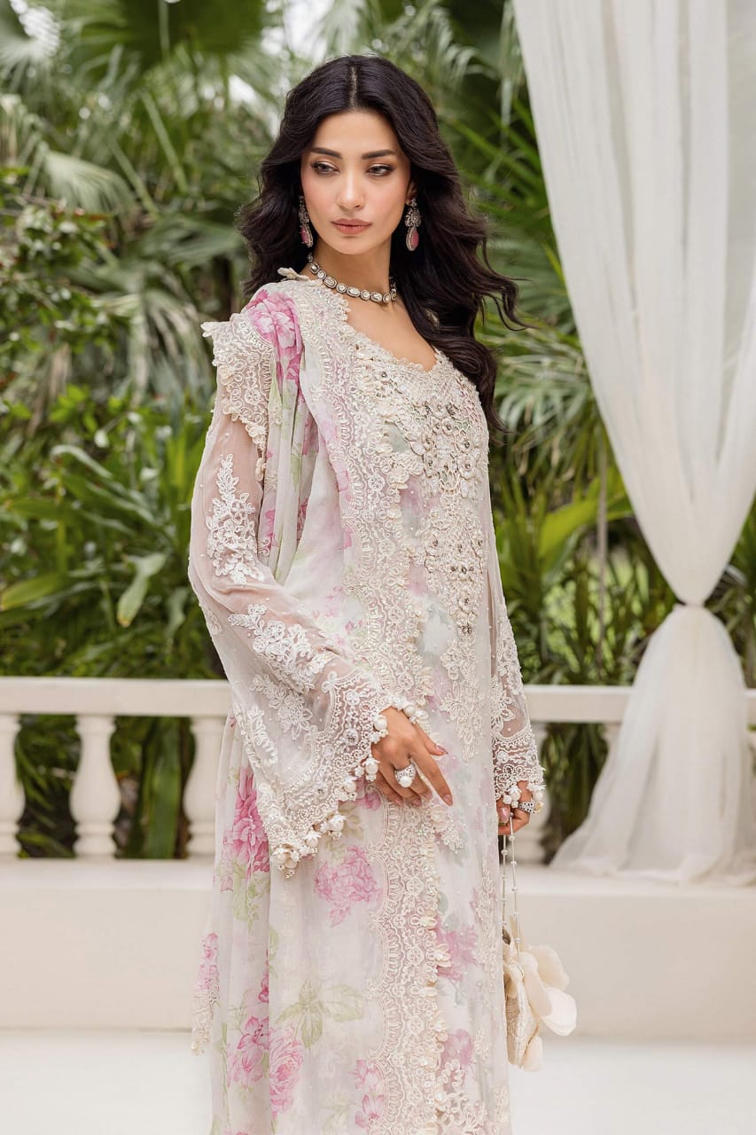 Maria B MPC-25-101 | White - Chiffon Collection