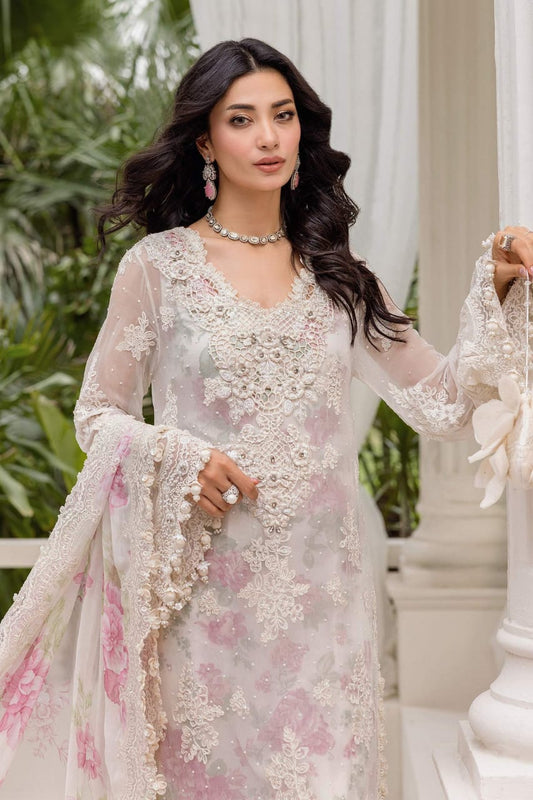Maria B MPC-25-101 | White - Chiffon Collection