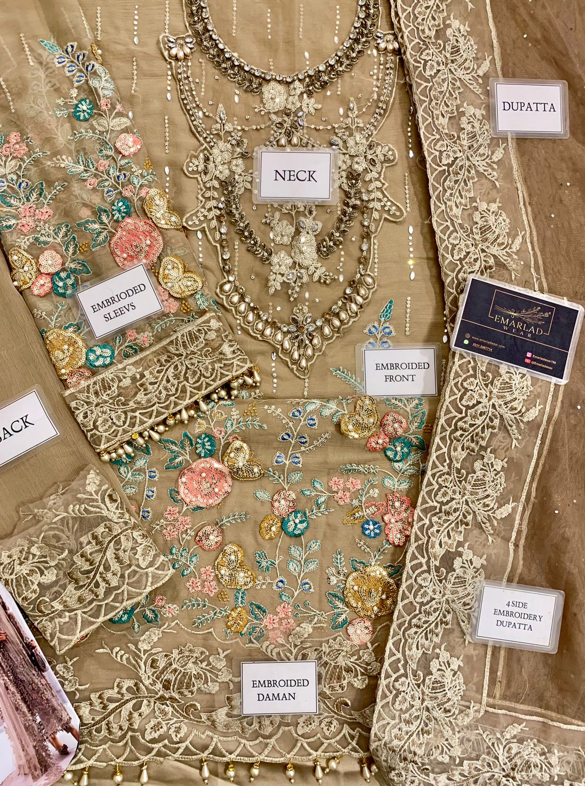Maria B MCS-25-107 | Beige - Chiffon Collection