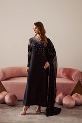 Vaniya | Black - Embroidered Velvet Collection