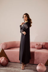 Vaniya | Black - Embroidered Velvet Collection