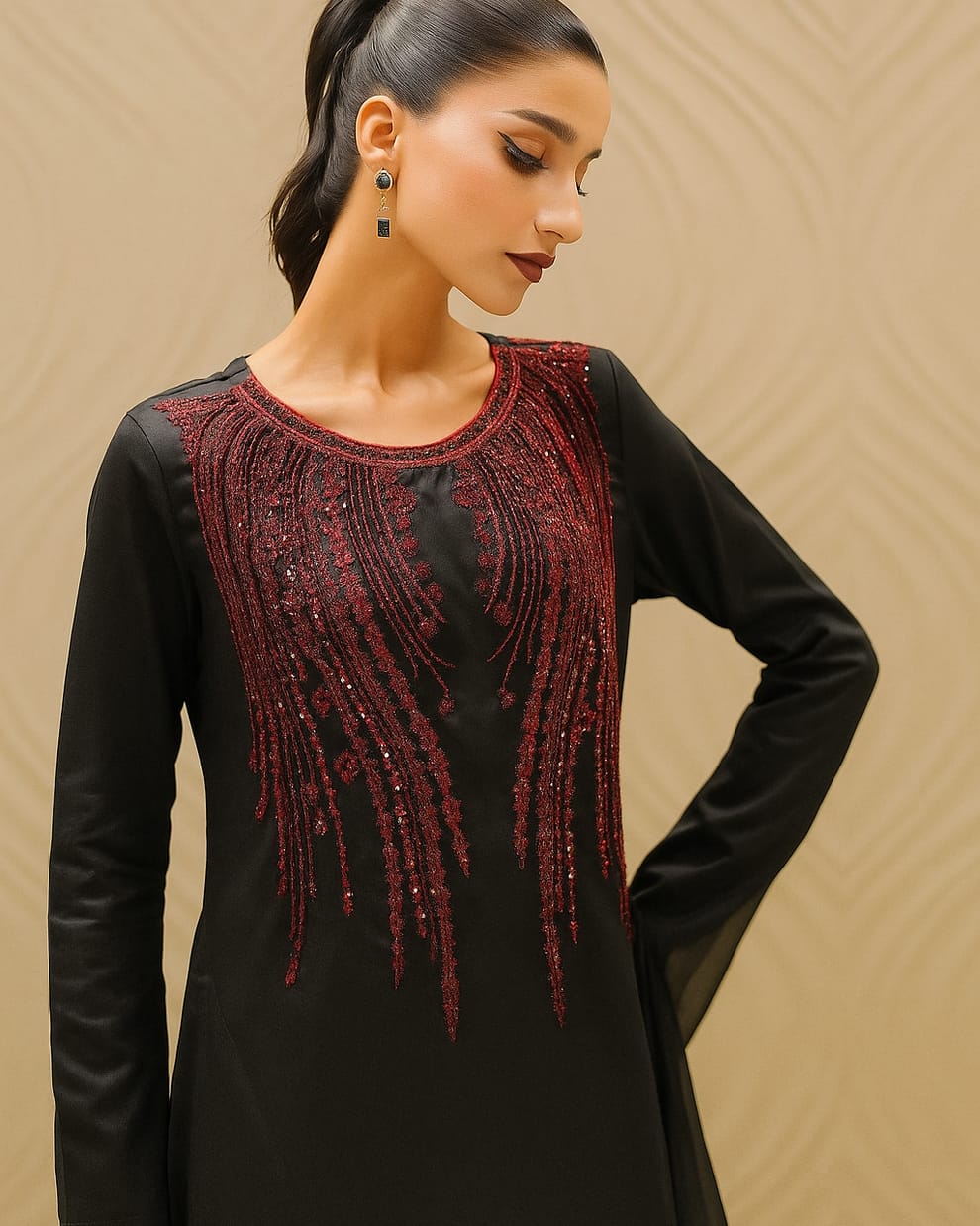 Emarlad Wear Exclusive | Black - Silk Embroidered Collection