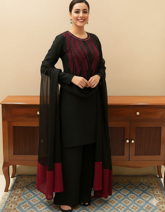 Emarlad Wear Exclusive | Black - Silk Embroidered Collection
