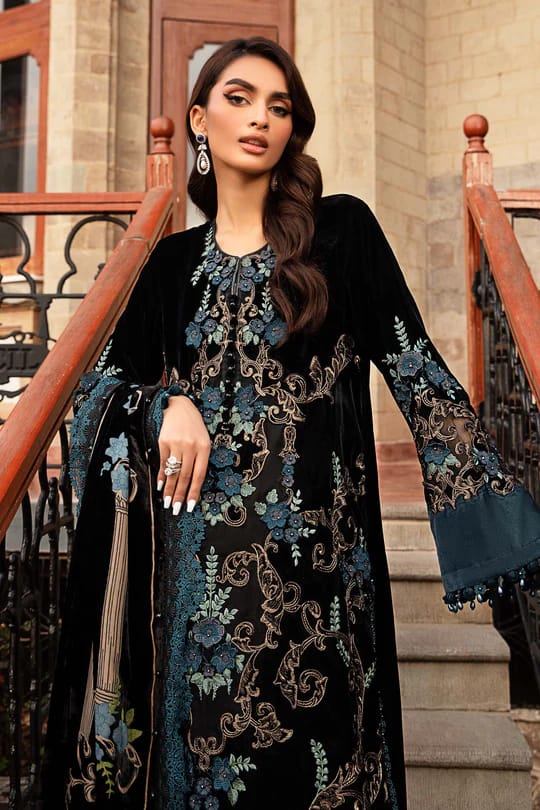 Maria B | Black & Zinc - Palachi Velvet  Embroidered Collection